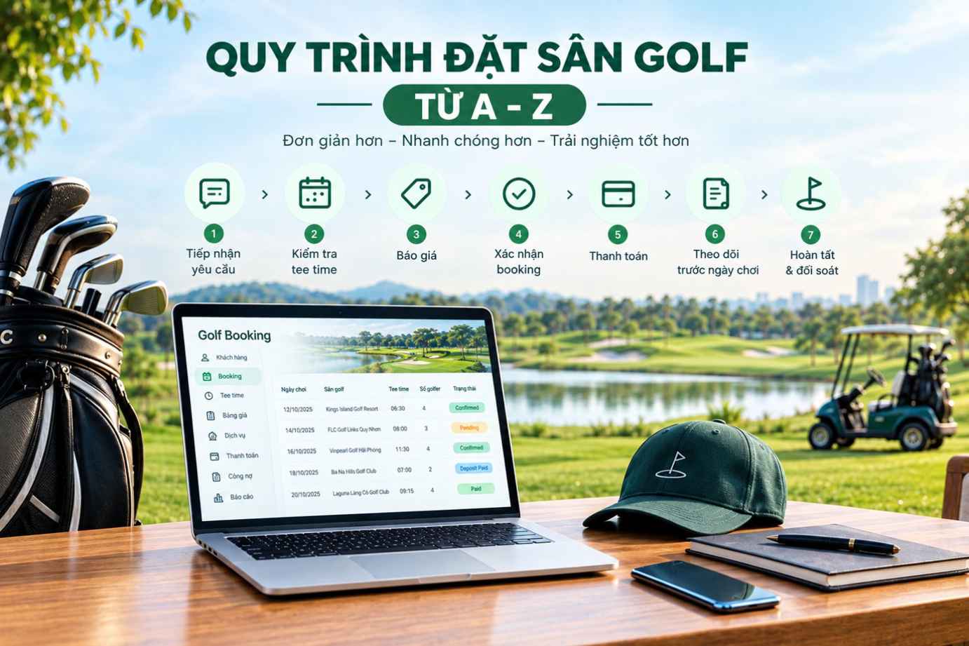 Quy trình đặt sân golf từ A-Z: Hướng dẫn chi tiết cho golfer và doanh nghiệp